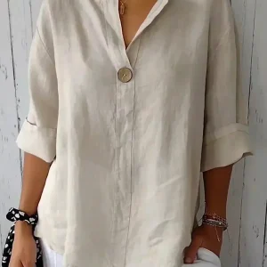 Blouse en Lin Boutonnée pour Femme