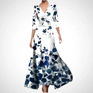 Robe Portefeuille Midi Femme à Manches Trois-Quarts