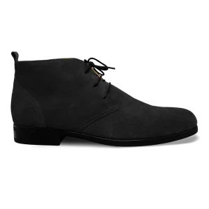 Ashley: Demi Bottes Homme- Daim Noir