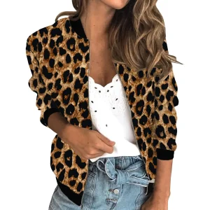 Veste Zipée à Imprimé Léopard