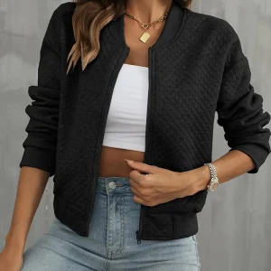 Veste Bomber Zippée à Motif Matelassé pour Femme
