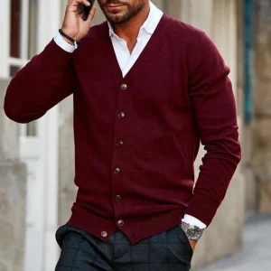 Cardigan Boutonné Décontracté pour Hommes