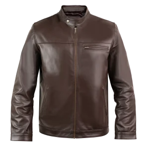 Racer: Jacket Homme - Cuir Marron Chocolat