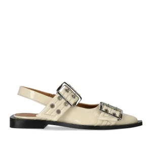 GANNI EGRET SLINGBACK BALLET FLAT SHOE WITH BUCKLES