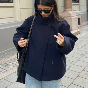 Veste Élégante Courte de Luxe avec Boutons Doubles