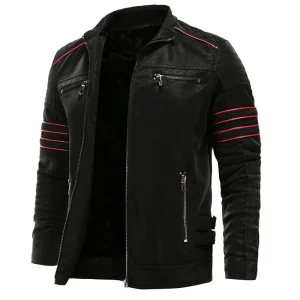 Veste Zippée en Cuir pour Hommes
