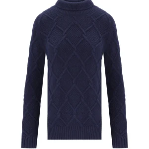 BARBOUR BURNE ROLL BLUE TURTLENECK SWEATER
