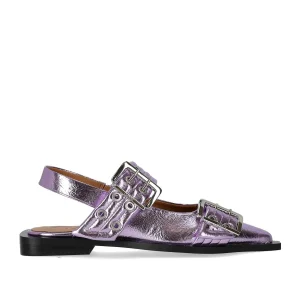 GANNI LAVENDER SLINGBACK BALLET FLAT SHOE WITH BUCKLES