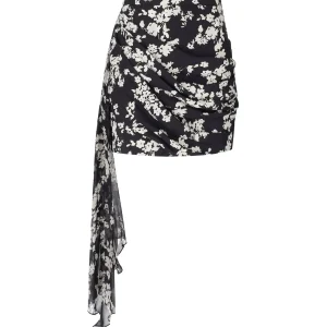 ELISABETTA FRANCHI BLACK BUTTER DRAPED SKIRT