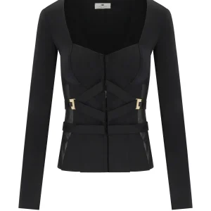 ELISABETTA FRANCHI BLACK BUSTIER JACKET