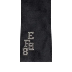 ELISABETTA FRANCHI BLACK RIBBED SCARF