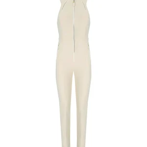 ELISABETTA FRANCHI MILK ZIPPED JUMPSUIT