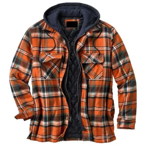 Veste à Carreaux avec Capuche pour Hommes