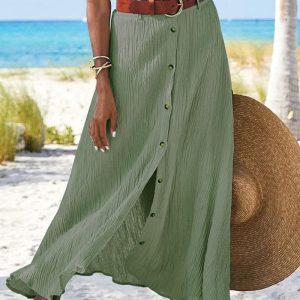 Jupe Longue Boutonnée Pour Femme