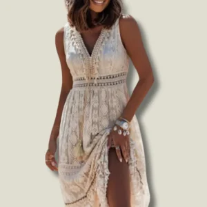 Robe Longue Maxi Bohème avec Détail Découpé pour Femme