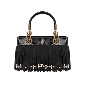 KURT GEIGER KENSINGTON FRINGE BLACK HANDBAG