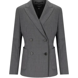 MAX MARA WEEKEND ORNATI GREY DOUBLE-BREASTED BLAZER
