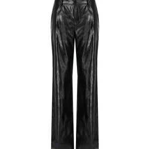 FEDERICA TOSI BLACK LEATHER EFFECT PANTS