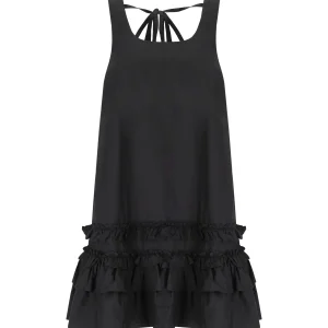 GANNI BLACK RUFFLED DRESS