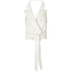 ELISABETTA FRANCHI IVORY BELTED VEST
