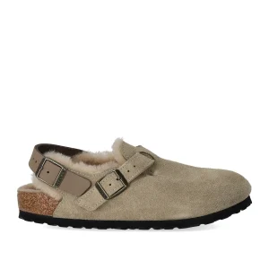 BIRKENSTOCK TOKIO SHEARLING TAUPE CLOG