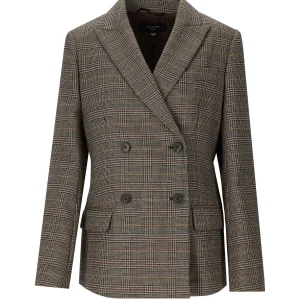 MAX MARA WEEKEND GIOVE BROWN DOUBLE-BREASTED BLAZER