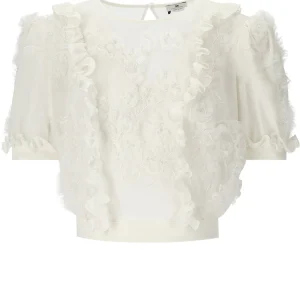 ELISABETTA FRANCHI IVORY RUFFLED TOP