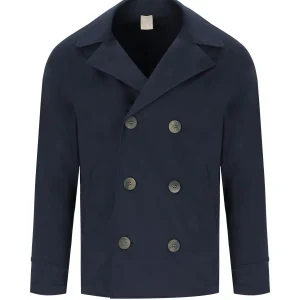 H953 NAVY BLUE KNITTED PEACOAT