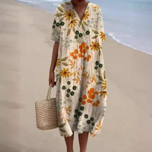Robe Midi à Imprimé Fleuri pour Femmes