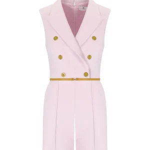 ELISABETTA FRANCHI QUARZO CURRY SHORT JUMPSUIT WITH BUTTONS