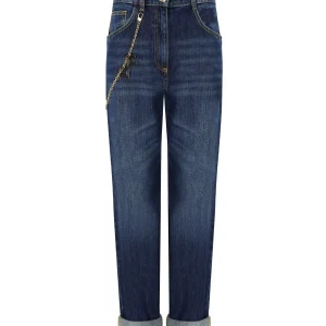 ELISABETTA FRANCHI BLUE JEANS WITH CHAIN