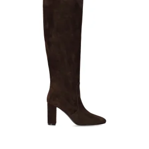 VIA ROMA 15 DARK BROWN SUEDE HEELED HIGH BOOT