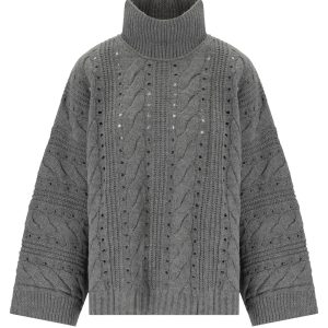 TWINSET GREY TURTLENECK MAXI PULL