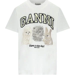 GANNI ANIMALS WHITE T-SHIRT