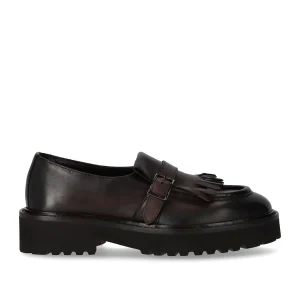 DOUCAL'S DECO' DARK BROWN LOAFER WITH FRINGE