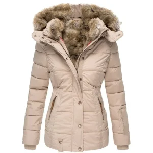 Veste D'hiver Matelassée avec Capuche pour Femmes