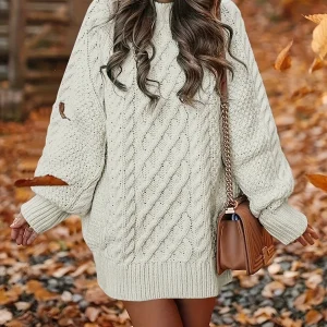 Pull Oversize en Maille Torsadée pour Femmes