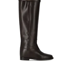VIA ROMA 15 SANTA MONICA DARK BROWN HIGH BOOT WITH PADLOCK