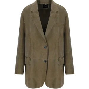 MAX MARA WEEKEND CEDRO BROWN SINGLE-BREASTED BLAZER