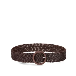 DRAGON DIFFUSION DARK BROWN LEATHER WOVEN BELT