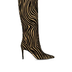 NCUB BIT BEIGE ZEBRA PRINT HIGH BOOT
