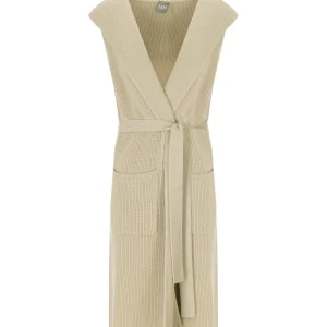 MM MAX MARA BADESSE CREAM SLEEVELESS LONG CARDIGAN
