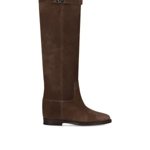 VIA ROMA 15 SANTA MONICA BROWN HIGH BOOT WITH PADLOCK