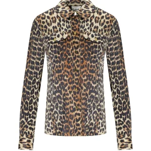 GANNI ANIMALIER SATIN SHIRT