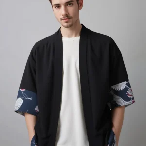 Cardigan Kimono homme noir