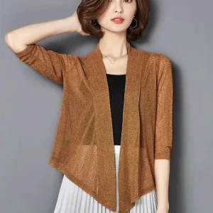 Cardigan kimono femme court orange