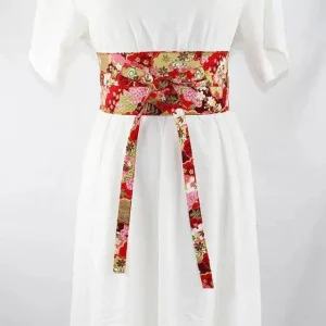 Ceinture Obi à nouer Rouge Sakura