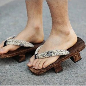 Geta japonaise beige fleurie
