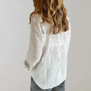 Blouse en Lin à Manches Longues pour Femme