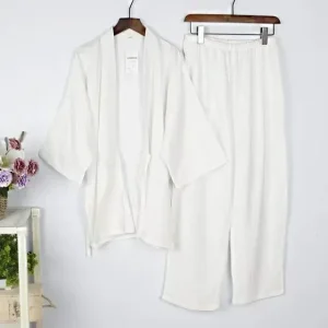 Ensemble jinbei blanc en coton